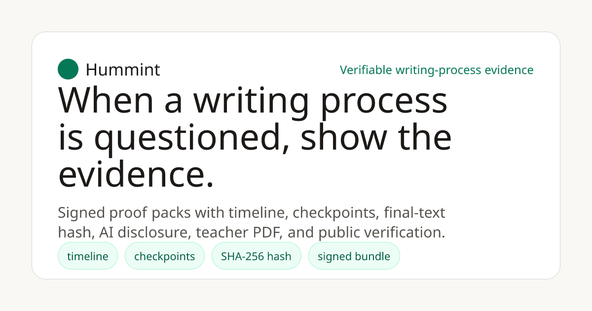 Hummint | Prova verificabile del processo di scrittura
